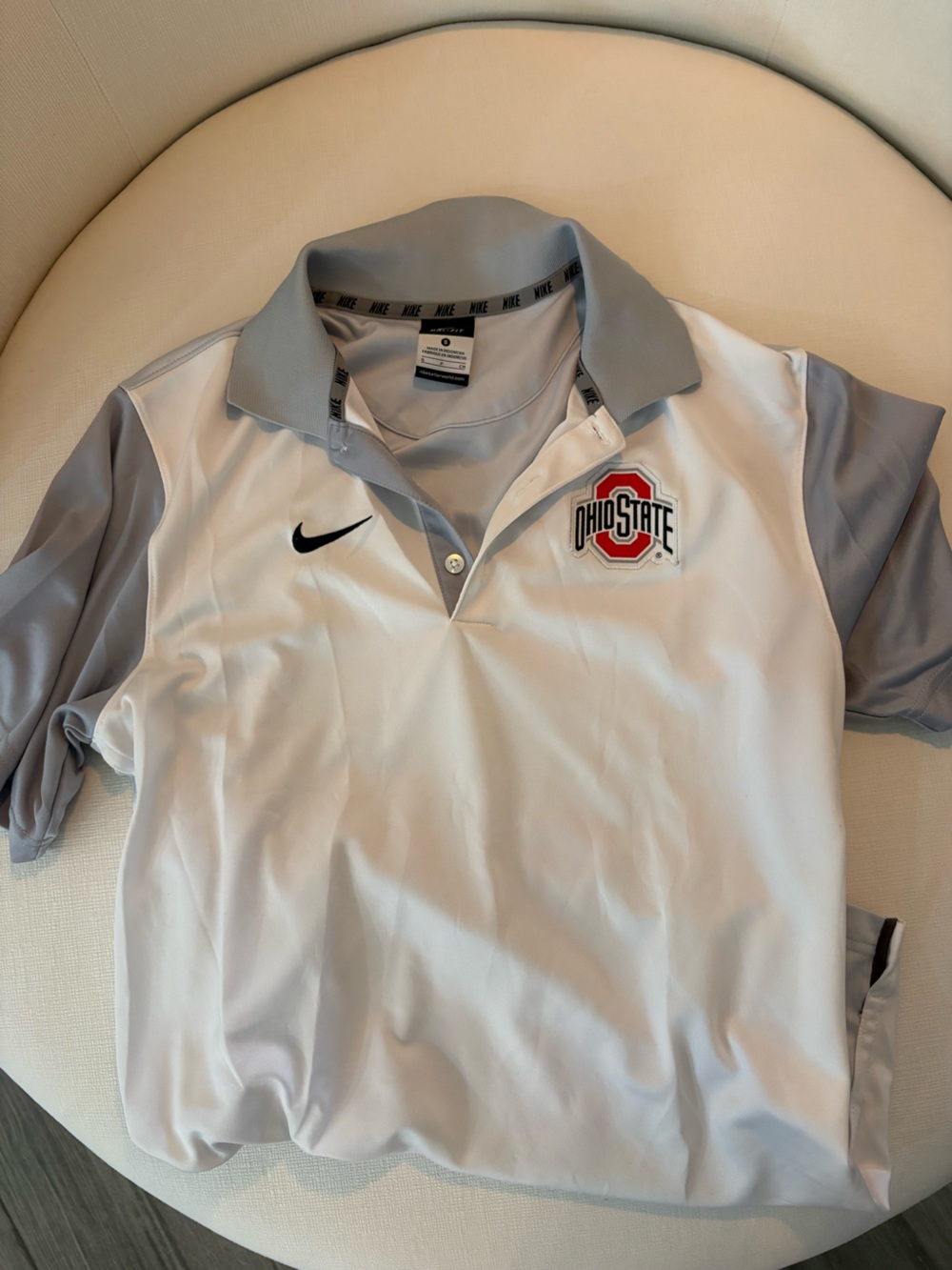 Nike White and Gray Ohio State Polo